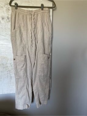 Free People Straight-Leg Cargo Pants in Light Beige